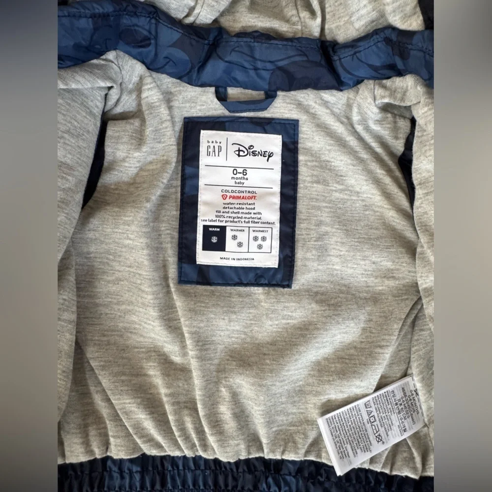 Baby GAP Disney Navy Blue Puffer Jacket size 0-6 months